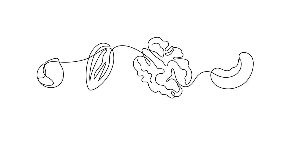 Nuts linear art style Stock Illustration