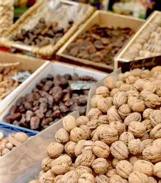 Nuts in the market Stock Photos