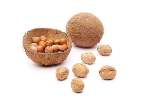 Nuts mix isolated on white background Foto stock