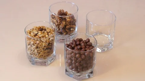 Nuts mix. Pistachios. Walnut. Assorted nuts. Muesli. Chocolate Corn Balls Stock Footage 88317662
