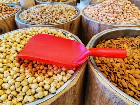 Nuts. Nuts shop. Stock Photos