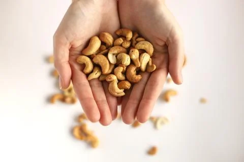 Nuts in the palms Stock Photos