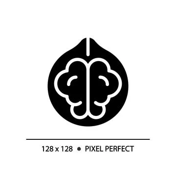 Nuts pixel perfect black glyph icon Stock Illustration