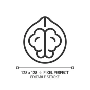 Nuts pixel perfect linear icon Stock Illustration