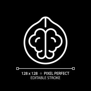 Nuts pixel perfect white linear icon for dark theme Stock Illustration