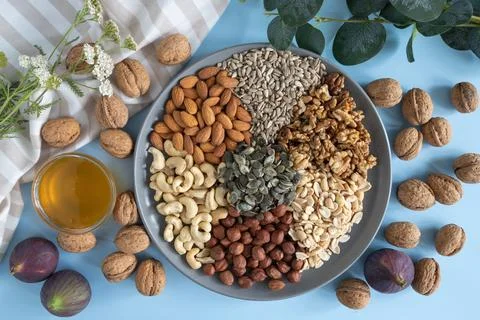 Nuts plate Stock Photos