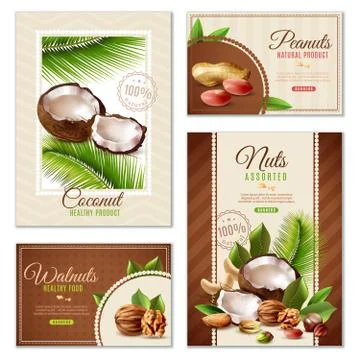 Nuts Poster Banner Set Stock Illustration