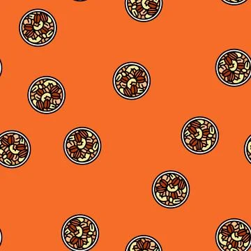 Nuts raw foodist vector seamless pattern Stock Illustration