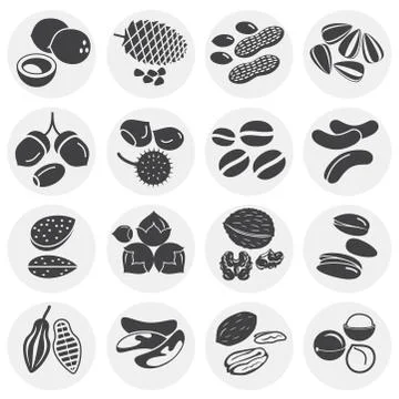 Nuts related icons set on background for graphic and web design. Simple Stock Illustration