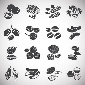 Nuts related icons set on background for graphic and web design. Simple Stock Illustration