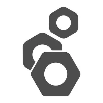 Nuts for screws solid icon, Car parts concept, screw-nut sign on white Stock Illustration