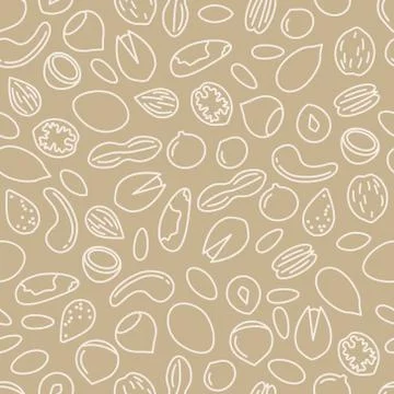 Nuts seamless pattern in beige colour Stock Illustration