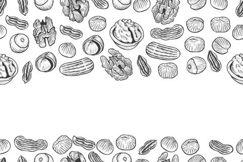 Nuts Seamless vector pattern. Illustrazione stock