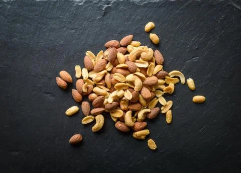 Nuts on a slate 写真素材