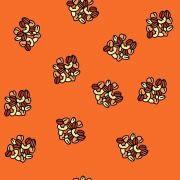 Nuts snack food vector seamless pattern Stock Illustration