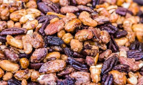 Nuts in sugar glaze Stock Photos