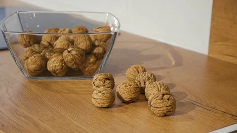 Nuts on the table Stock Footage 104629722