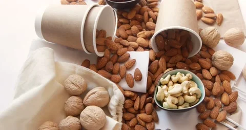 Nuts. View from above. Rotate Stock Footage 139338782