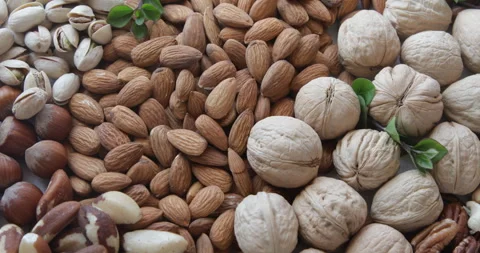 Nuts. View from above. Rotating Stock Footage 314554491