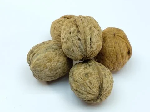 The nuts on a white back ground. Stock Photos