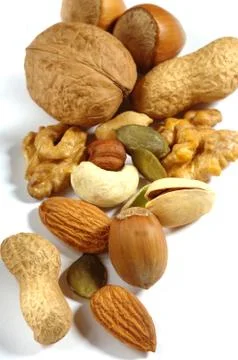 Nuts on a white background Foto stock