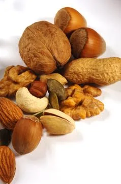 Nuts on a white background Stock Photos