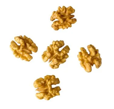 Nuts on white background. Walnut. Stock Photos