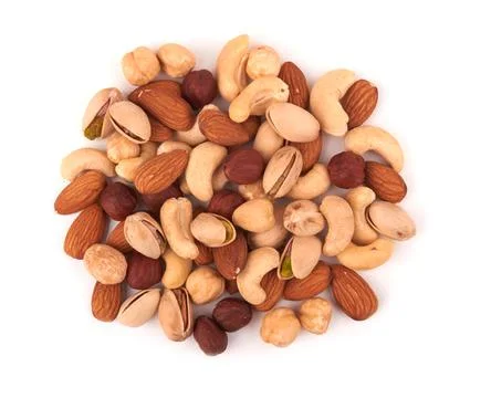 Nuts on white Stock Photos