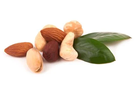 Nuts on white Foto stock