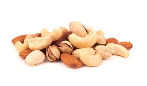 Nuts on white Stock-Fotos