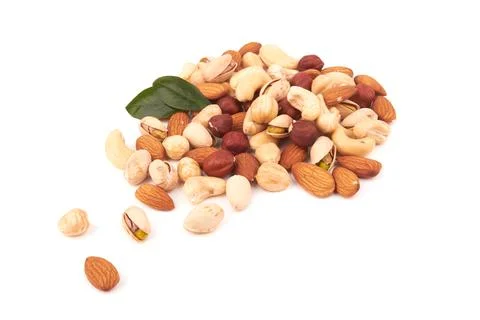 Nuts on white Stock-Fotos