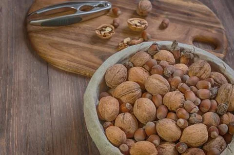 Nutscracker and nuts. Stock Photos