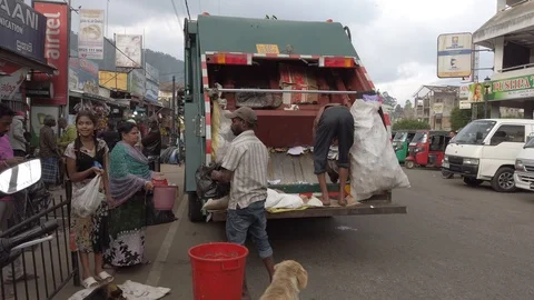 Nuware, Sri Lanka - 2019-03-27 - Garbage Truck Accepts Except Waste From Locals Stock Footage 109193050