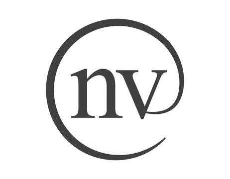NV logo from two letter with circle shape email sign style. N and V round l.. Stock Illustration