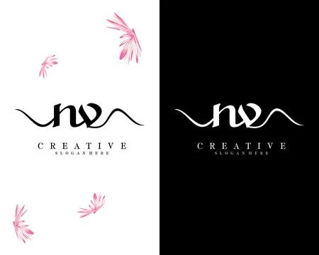 Nv, vn script font letter logo design template vector Stock Illustration