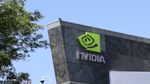Nvidia among top gainers on Dow Jones with 3.2% rise, SANTA CLARA, US - 27 May 2 Stock Footage 310214100