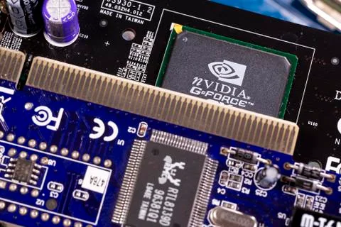 NVIDIA GeForce chip and printed circuit board PCB Stock Photos