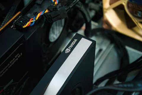 NVIDIA Graphics Card Inside PC Build Foto stock