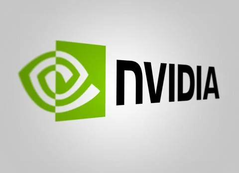 NVIDIA Logo Blurred on White Background Stockfoto's