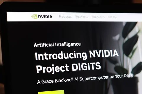 Nvidia project digits ai supercomputer launch on desktop display 写真素材