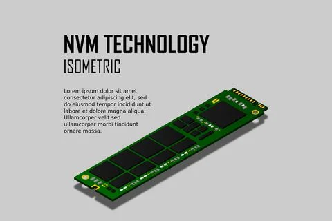NVME Express M.2 memory realistic 3d isometric illustration, random access me Stock Illustration