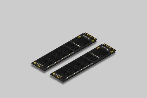 NVME Express M.2 memory realistic 3d isometric illustration, random access me Stock Illustration