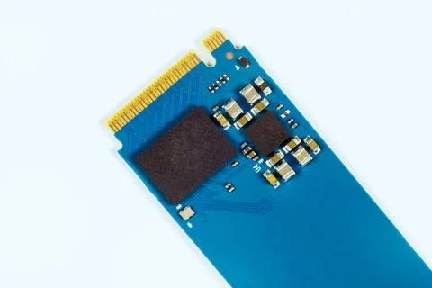 NVME M2 SSD disk for data storage at high speed to desktop computer on a white Stock-Fotos