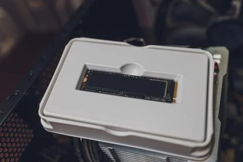 NVME M2 SSD Solid State Disk for data storage at high speed closeup. Stock Photos