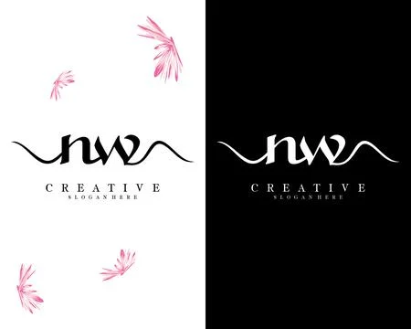 Nw, wn script font letter logo design template vector 스톡 일러스트