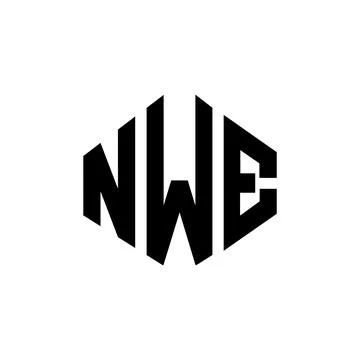 NWE letter logo design with polygon shape. NWE polygon and cube shape logo .. Illustrazione stock