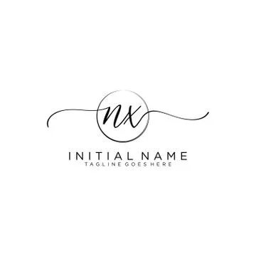 NX Initial handwriting logo with circle template vector Illustrazione stock