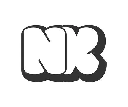 NX logo, bubble comic lettering, rounded in graffiti style black and white .. Stock Illustration