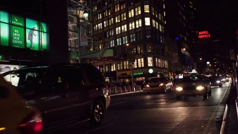 NX nighttime establishing shot of the traffic wintertime winter near Upper West Stock Footage