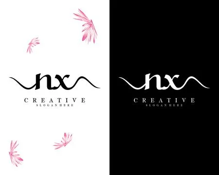 Nx, xn script font letter logo design template vector Illustrazione stock